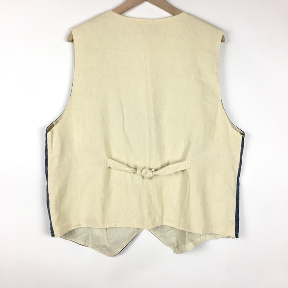 VINTAGE Vest Linen Oversized Boho Southwestern Agapo Collection Aztec Tribal 90s - Picture 3 of 9